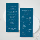 Blue Minimalistisch Calligraphy Timeline Wedding Programm