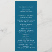 Blue Minimalistisch Calligraphy Timeline Wedding Programm (Rückseite)