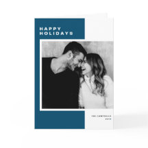 Blue Minimalistisch Color Block Happy Holidays Fot