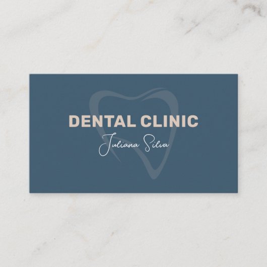 Blue Minimalistisch Dental Clinic Business Card Visitenkarte (Vorderseite)