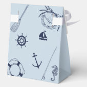 Blue Minimalistisch Elegante Fishing Boy Baby Show Geschenkschachtel (Rückseite)