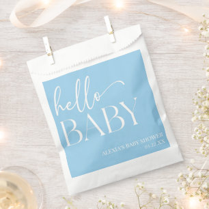 Blue Minimalistisch Hello Baby Dusche Geschenktütchen