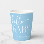 Blue Minimalistisch Hello Baby Dusche Pappbecher (Vorderseite)