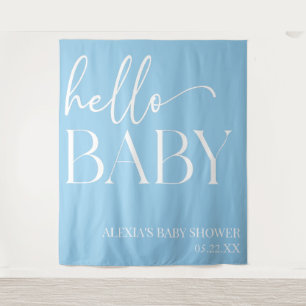 Blue Minimalistisch Hello Baby Dusche Wandteppich