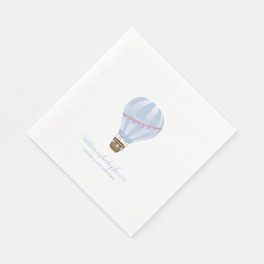 Blue Minimalistisch Hot Air Ballon Boy Baby Dusche Serviette (Ecke)