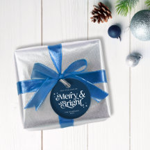 Blue Minimalistisch Merry & Bright Christmas