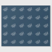 Blue Minimalistisch Merry & Bright Christmas Geschenkpapier (Flach)