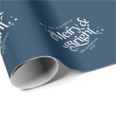 Blue Minimalistisch Merry & Bright Christmas Geschenkpapier (Rolleneckpunkt)