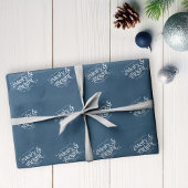 Blue Minimalistisch Merry & Bright Christmas Geschenkpapier