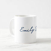 Blue Minimalistisch Modern Handwriting Coffee Tass Kaffeetasse (Vorderseite Links)