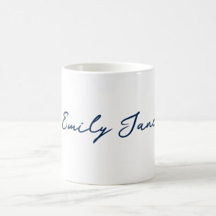 Blue Minimalistisch Modern Handwriting Coffee Tass Kaffeetasse