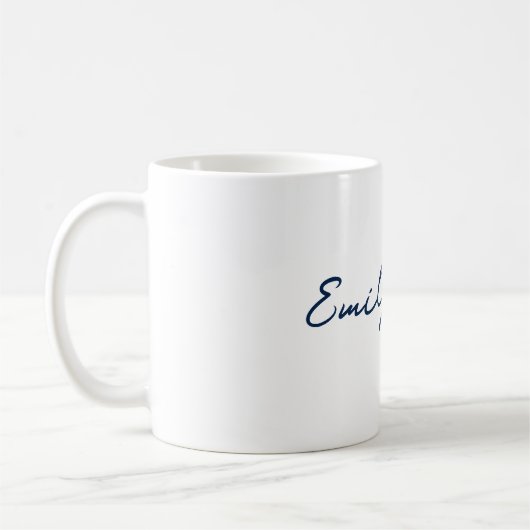 Blue Minimalistisch Modern Handwriting Coffee Tass Kaffeetasse (Links)