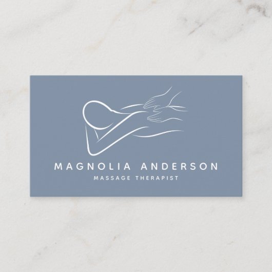 Blue Minimalistisch Modern | Massagetherapeut Visitenkarte (Vorderseite)