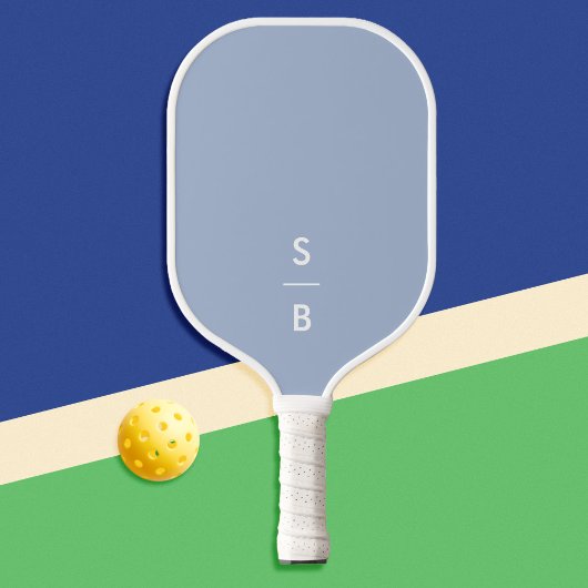 Blue Minimalistisch Modern Monogram Pickleball Schläger