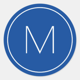 Blue Minimalistisch Modern Schriftart Single Lette Runder Aufkleber