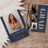 Blue Minimalistisch Modern Vertikal 5 Pic Abschlus Einladung