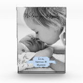 Blue Minimalistisch Mother Day Foto Block (Vorderseite)