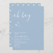 Blue Minimalistisch Oh Boy Baby Dusche Einladung (Vorne/Hinten)