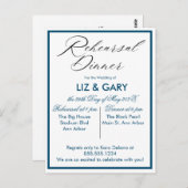 Blue Minimalistisch Probe Dinner Postkarte (Vorne/Hinten)