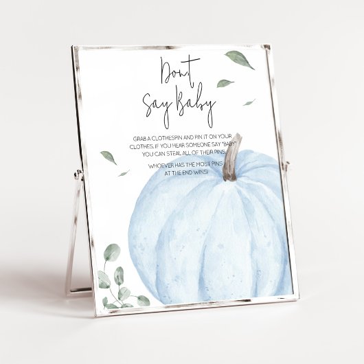 Blue Minimalistisch Pumpkin Baby Dusche Say Baby n Poster