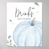 Blue Minimalistisch Pumpkin Baby Shower Drinks Poster (Vorne)