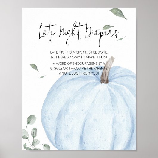 Blue Minimalistisch Pumpkin Spate Night Diapers Poster (Vorne)
