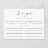 Blue Minimalistisch Script Brautparty Rezept Card Postkarte (Vorderseite)