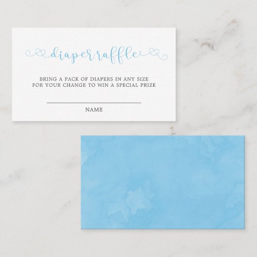 Blue Minimalistisch Script Diaper Business Card Visitenkarte (Vorne/Hinten)