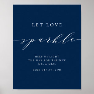 Blue Minimalistisch Script Gelassen Liebe Sparkle Poster