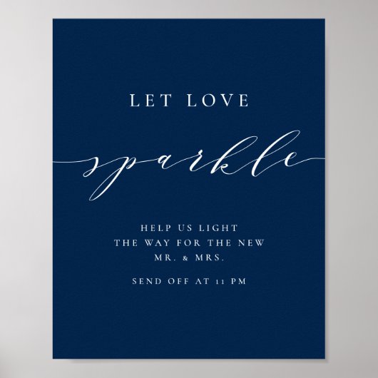 Blue Minimalistisch Script Gelassen Liebe Sparkle  Poster (Vorne)