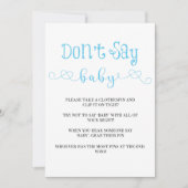 Blue Minimalistisch Script Say Baby Invites nicht (Vorderseite)