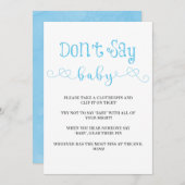 Blue Minimalistisch Script Say Baby Invites nicht (Vorne/Hinten)