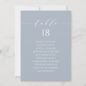 Blue Minimalistisch Script Sitzplan Tischnummer (Vorderseite)