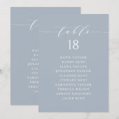 Blue Minimalistisch Script Sitzplan Tischnummer (Vorne/Hinten)