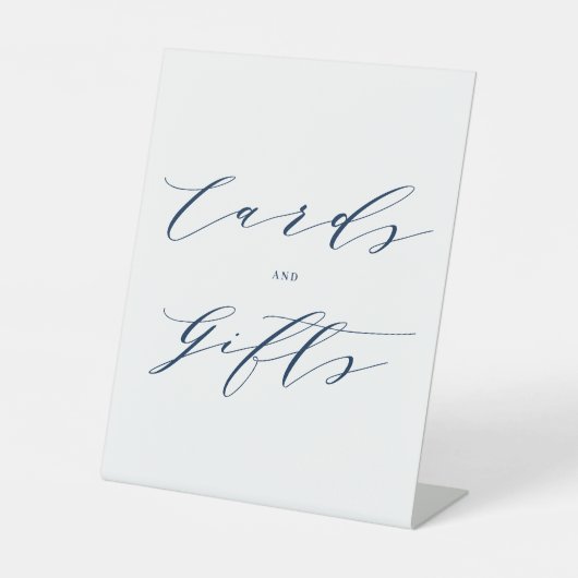 Blue Minimalistisch Script Wedding Cards and Gifts Sockelschild (Vorderseite)
