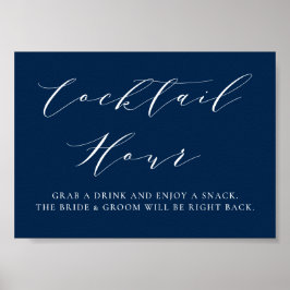 Blue Minimalistisch Script Wedding Cocktail Hour Poster
