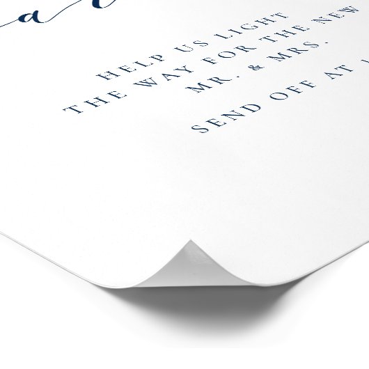 Blue Minimalistisch Script Wedding Gelassen Liebe Poster (Ecke)