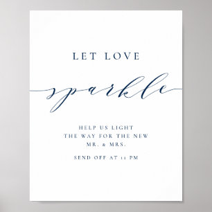 Blue Minimalistisch Script Wedding Gelassen Liebe  Poster
