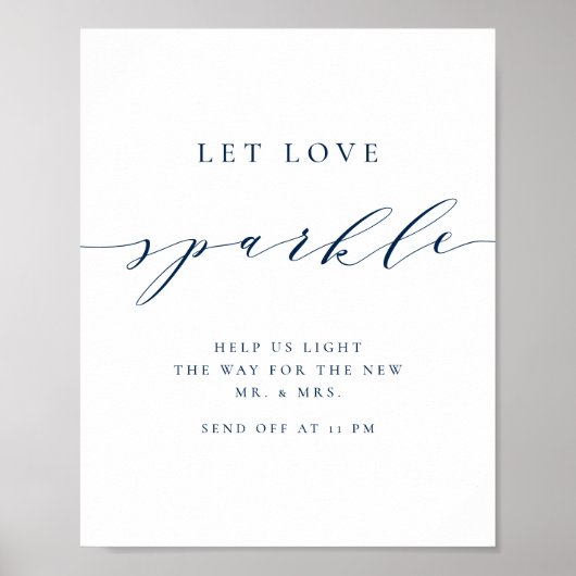 Blue Minimalistisch Script Wedding Gelassen Liebe  Poster (Vorne)