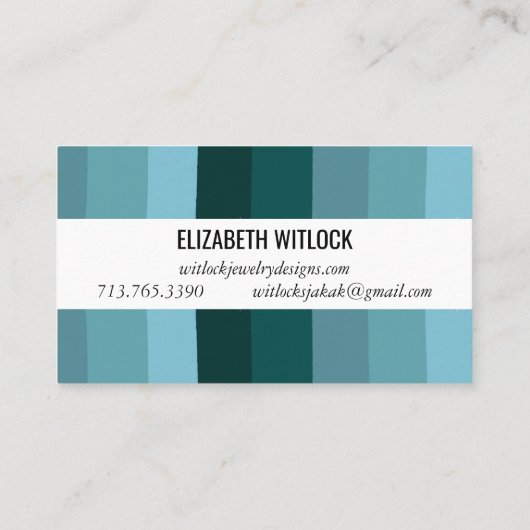 Blue Minimalistisch Stripes Einfaches QR CODE Rabattkarte (Rückseite)