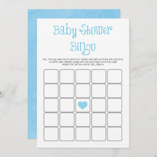 Blue Minimalistisch Typografy Baby Showkarte (Vorne/Hinten)