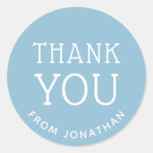 Blue Minimalistisch Vielen Dank | Baby oder Kinder Runder Aufkleber (Vorderseite)