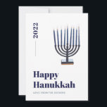 Blue Minimalistisch Watercolor Menorah Candle Hanu Feiertagskarte<br><div class="desc">© Gorjo Designs. Made for you via Zazzle Plattform. // Benötigen Sie Hilfe bei der Anpassung Ihres Designs? Andere Ideen got? Kontaktieren Sie mich (Zoe) direkt über den unten stehenden Kontaktknopf.</div>
