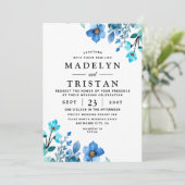 Blue Minimalistisch Watercolor Wedding Einladung (Stehend Vorderseite)