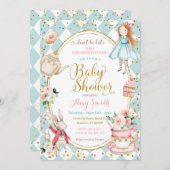 Blue Mint Alice im Wunderland Tee Party Einladung (Vorne/Hinten)