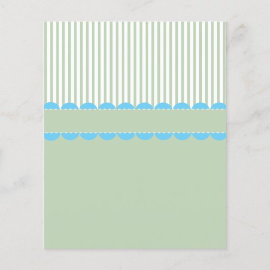 Blue & Mint Green Baby Buggy Dusche - Bingo Flyer (Hinten)