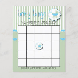 Blue & Mint Green Baby Buggy Dusche - Bingo Flyer