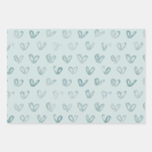Blue Mint Hearts Geschenkpapier Set (Vorderseite 3)