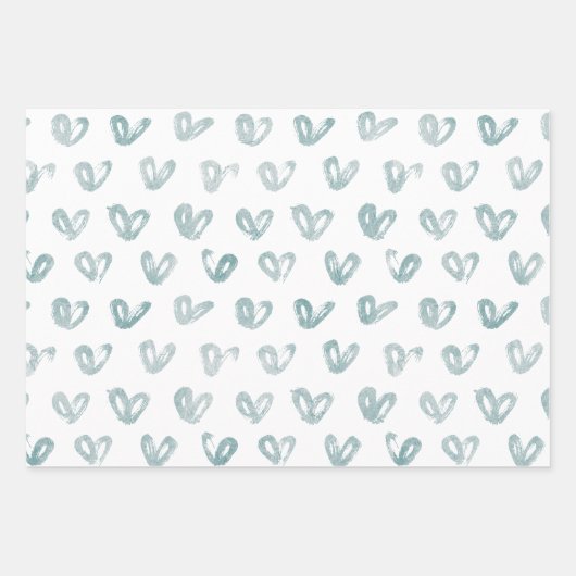 Blue Mint Hearts Geschenkpapier Set (Vorderseite 2)