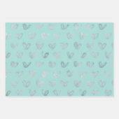 Blue Mint Hearts Geschenkpapier Set (Vorderseite)